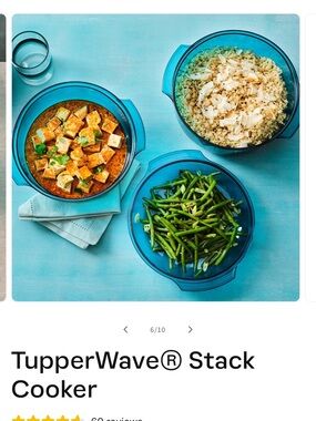 Tupperware Blue Stack Cooker Set - Transparent Teal Containers